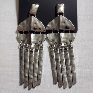 Paparazzi Metallic Silver Fringe Earrings